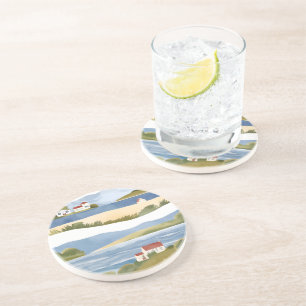 Cape Cod Bay   Ocean Shore Coastal Watercolor Coaster