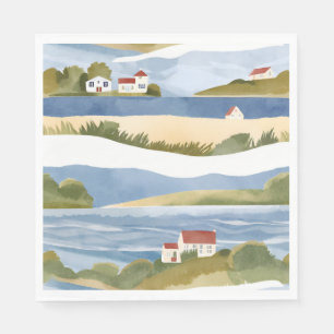 Cape Cod Bay Ocean Shore Coastal Watercolor Napkins