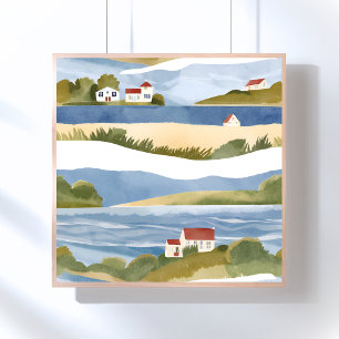 Cape Cod Bay   Ocean Shore Coastal Watercolor Poster