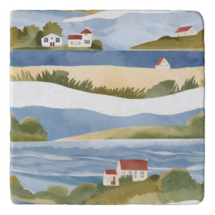 Cape Cod Bay   Ocean Shore Coastal Watercolor Trivet