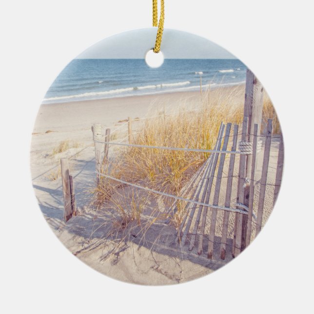 Cape Cod Beach and Ocean Ceramic Ornament (Front)