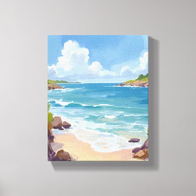 Cape Cod Beach Bay Ocean Painting Canvas Print (Front)