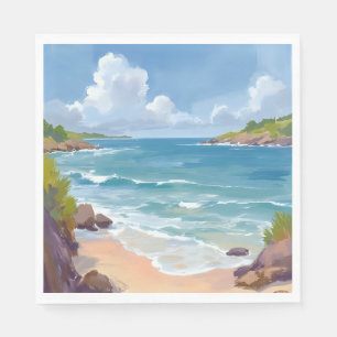 Cape Cod Beach Bay Ocean Painting Napkins