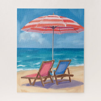 Cape Cod Beach Day | Watercolor Ocean MA Jigsaw Puzzle