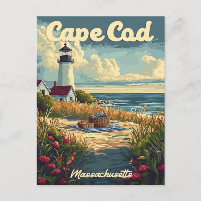 Cape Cod Beach, Massachusetts Vintage  Postcard (Front)