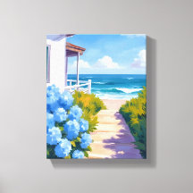 Cape Cod Beach Path | Hydrangea Coastal Painting