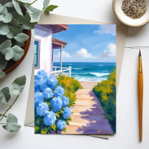 Cape Cod Beach Path | Hydrangea Coastal Painting