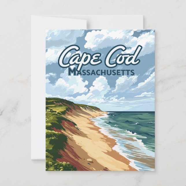 Cape Cod Beach Seashore Massachusetts Blue Card (Front)