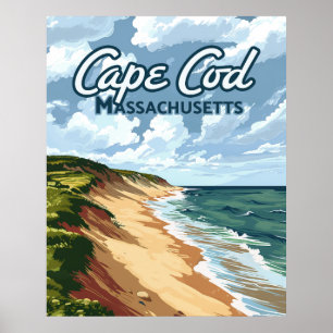 Cape Cod Beach Seashore Massachusetts Blue Poster