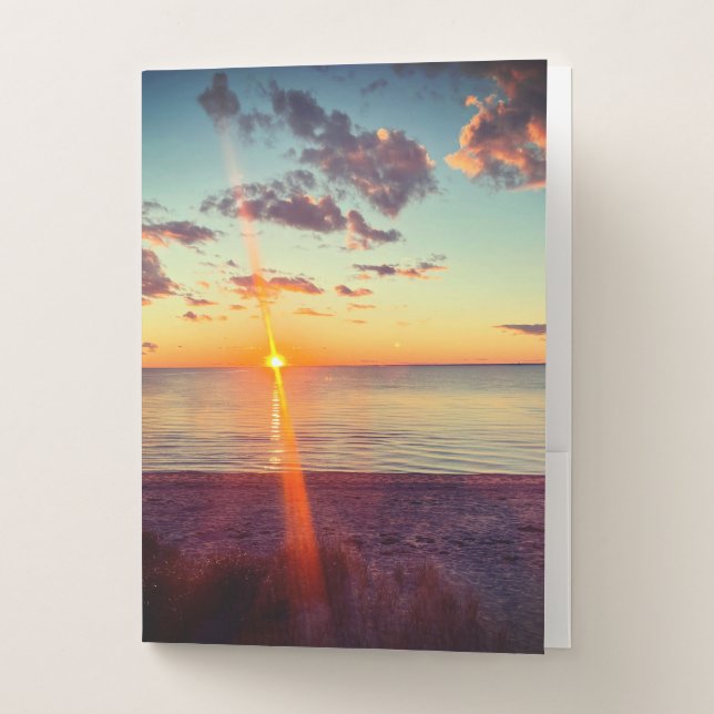 Cape Cod Beach Sunset Photo Pocket Folder (Front)