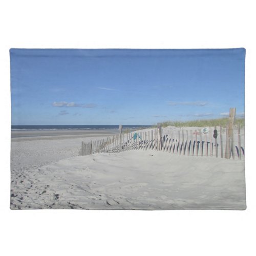 Cape Cod beach with dune grass and weathered fence Placemat