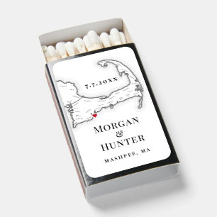 Cape Cod Black and White Destination Wedding Matchboxes