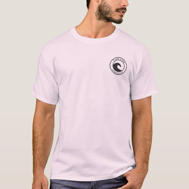 Cape Cod Black Ocean Wave Circle Design T-Shirt (Front)