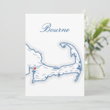 Cape Cod Bourne Map Wedding Table Name Card