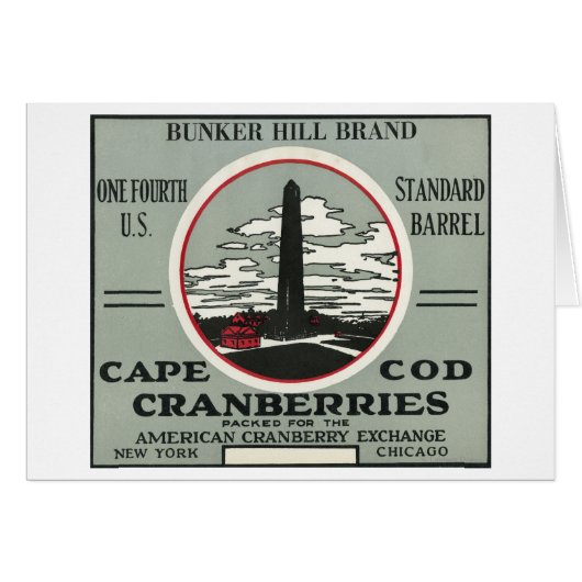 Cape Cod Bunker Hill Brand Cranberry Label Cards (Front Horizontal)