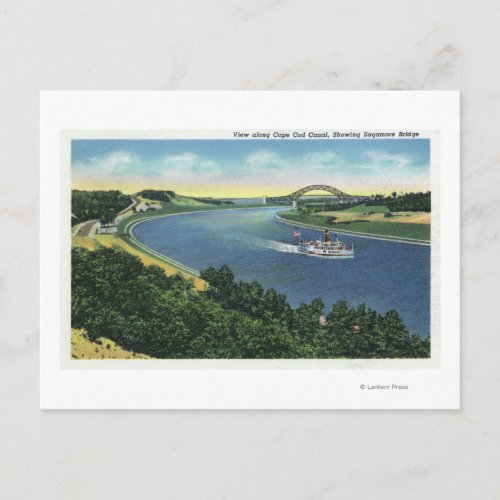 Cape Cod Canal View of Sagamore Bridge Postcard