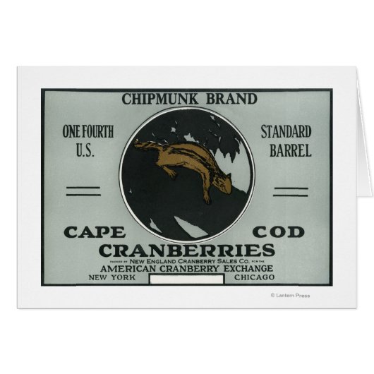 Cape Cod Chipmunk Brand Cranberry Label Cards (Front Horizontal)