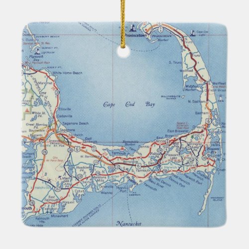 Cape Cod Classic Map Ceramic Ornament