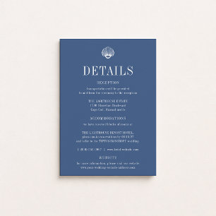 CAPE COD Coastal Blue Wedding Details Card