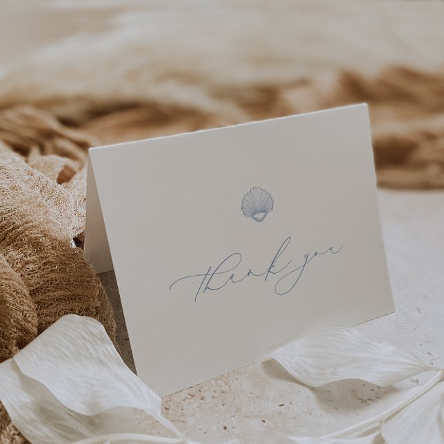 CAPE COD COASTAL Seashell Wedding Photo Letterpress Thank You Card (Creator Uploaded)