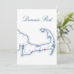 Cape Cod Dennis Port Map Wedding Table Name Card