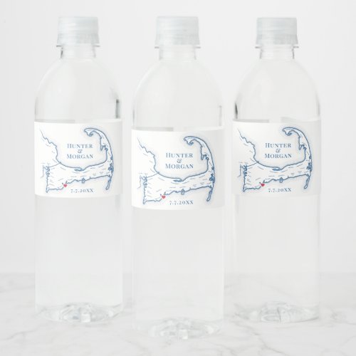 Cape Cod Destination Wedding Elegant Water Bottle Label