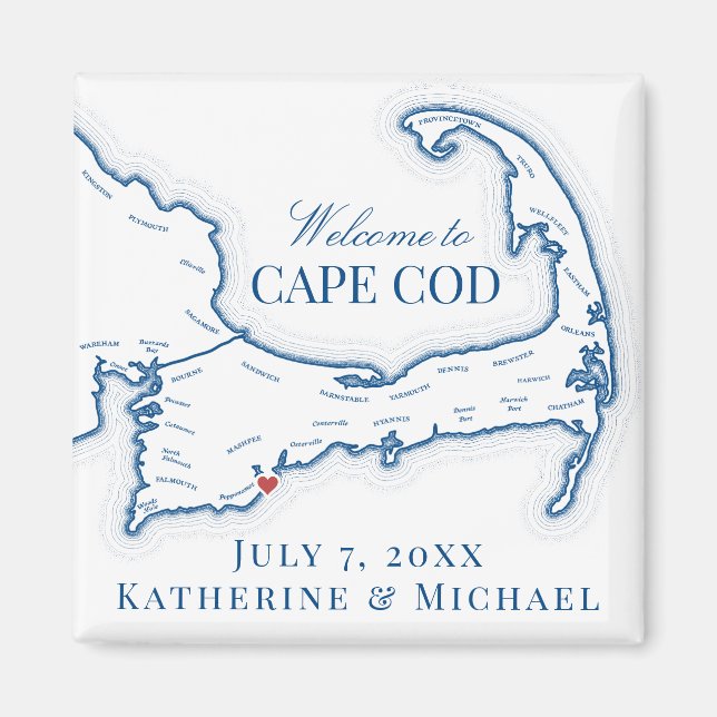 Cape Cod Destination Wedding Favor Magnet (Front)