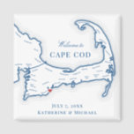 Cape Cod Destination Wedding Favor Magnet<br><div class="desc">Quick and Easy ordering! These Cape Cod map magnets make great Cape Cod wedding favors to include in your Cape Cod destination wedding welcome bags. Move the heart by clicking "Edit Using design tool" under "Personalize". Perfect for all the great wedding venues in on the Cape including the Club at...</div>