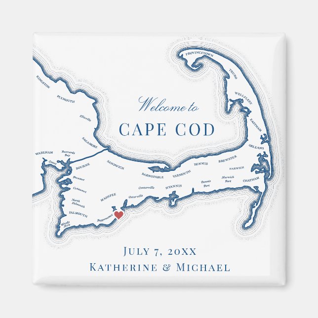 Cape Cod Destination Wedding Favor Magnet (Front)