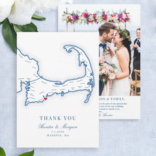 Cape Cod Destination Wedding Flat Thank You Card