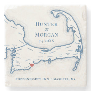 Cape Cod Destination Wedding Gift Stone Coaster
