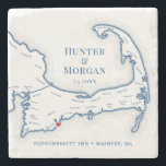 Cape Cod Destination Wedding Gift Stone Coaster<br><div class="desc">Cheers to love and coastal bliss! Our Zazzle Stone Coasters with a Cape Cod map and heart over Mashpee are the ultimate wedding favors – a touch of charm for your guests to take home. These coasters, adorned with a delightful Cape Cod design, will remind them of your special day...</div>