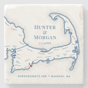Cape Cod Destination Wedding Gift Stone Coaster