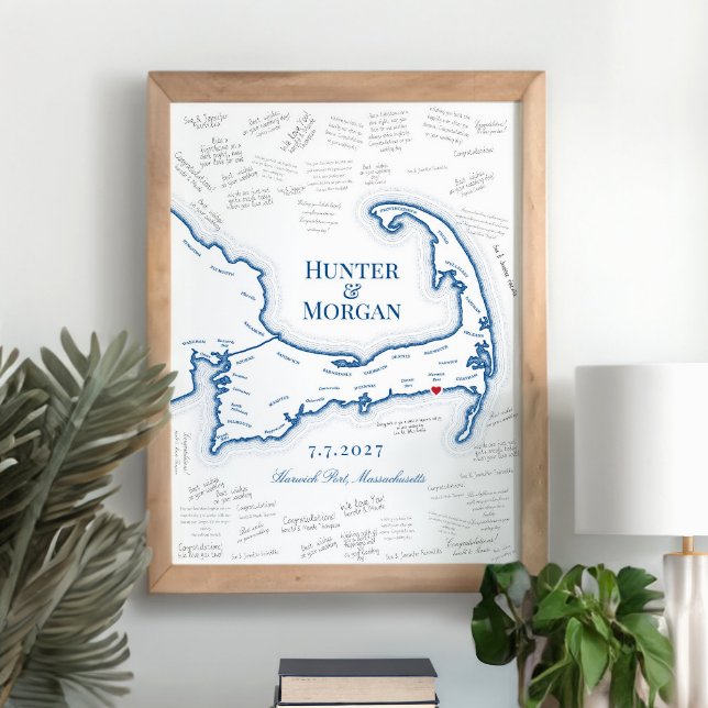 Cape Cod Destination Wedding Guest Book Poster (This Cape Cod Alternative Guest Book poster can also be used as a destination wedding welcome sign)
