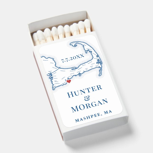 Cape Cod Destination Wedding Matchboxes (Front Open)
