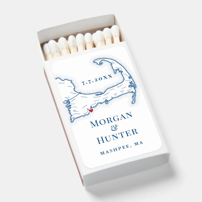 Cape Cod Destination Wedding Matchboxes (Front Open)