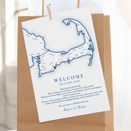 Cape Cod Destination Wedding Welcome Itinerary Thank You Card