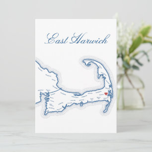 Cape Cod East Harwich Map Wedding Table Name Card