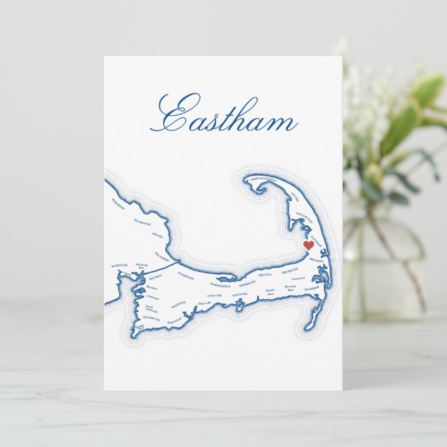 Cape Cod Eastham Map Wedding Table Name Card (Standing Front)