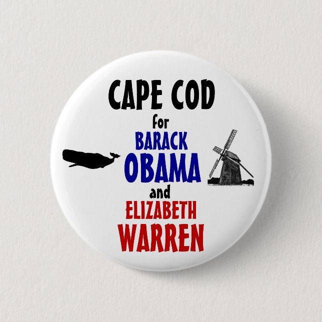 CAPE COD for Obama and Warren 2012 Button (Front)