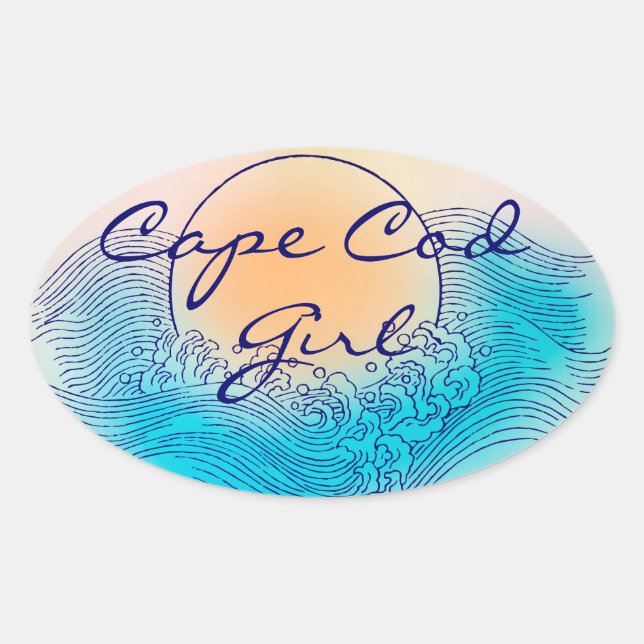 Cape Cod Girl Oval Stickers (4 per sheet) (Front)