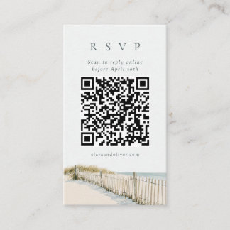 Cape Cod Golden Grass Serif QR Code RSVP Card 