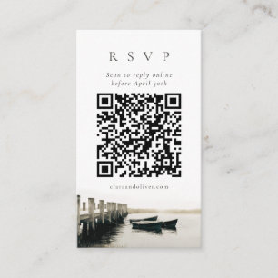 Cape Cod Harbor Dock Nautical QR Code RSVP Card