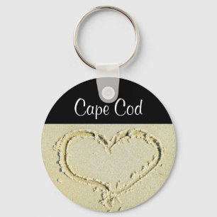 Cape Cod Heart on a Sandy Beach Key Chain
