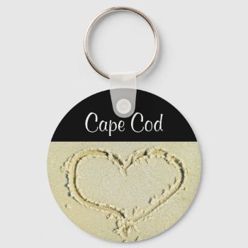 Cape Cod Heart On A Sandy Beach Key Chain by merrydestinations at Zazzle