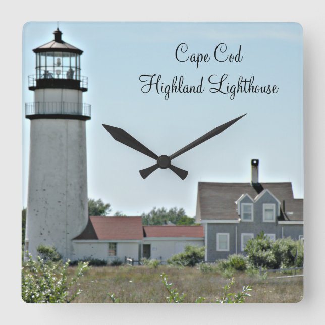 Cape Cod Highland Lighthouse Square Wall Clock (Front)