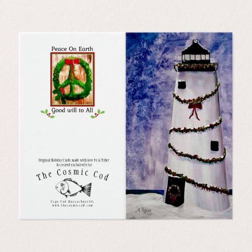 Cape Cod Holiday Lighthouse Greeting Card