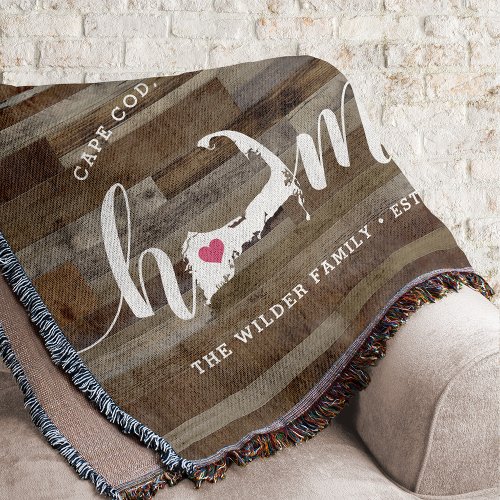 Cape Cod Home Town Personalized Wood Look Throw Blanket