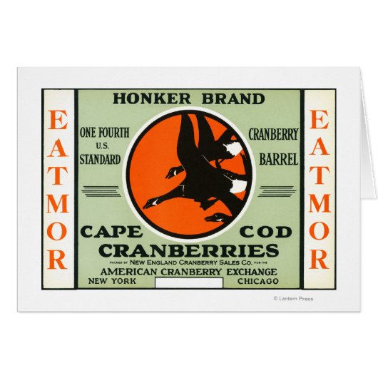 Cape Cod Honker Eatmor Cranberries Brand Label Cards (Front Horizontal)