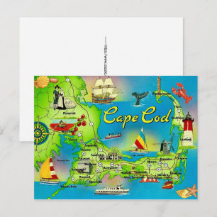 Cape Cod Illustrated Postcard